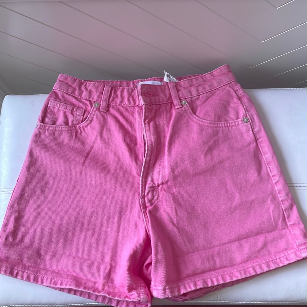 Zara high waisted pink jean shorts